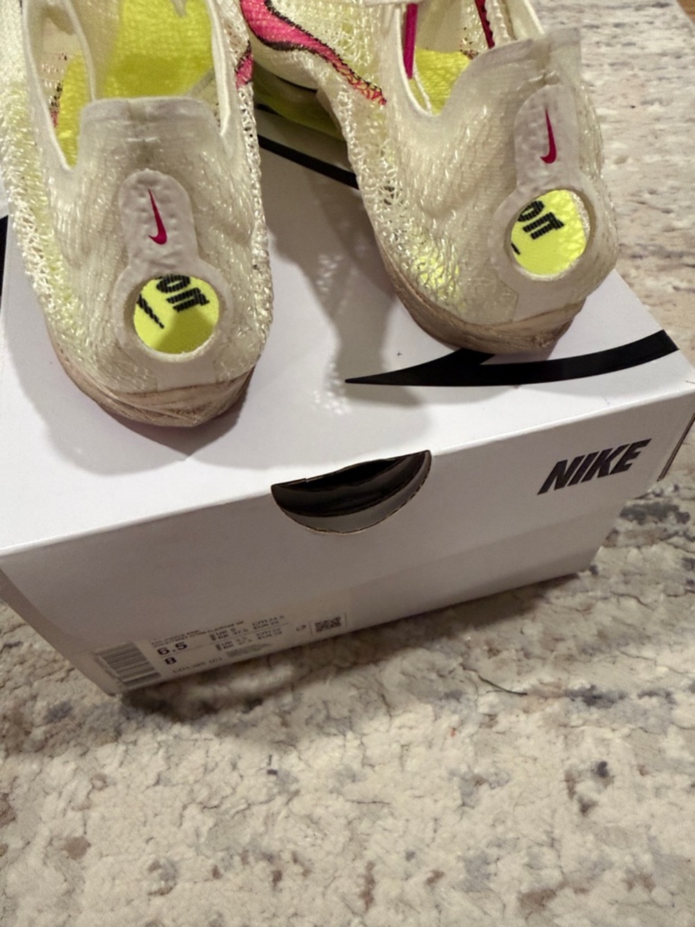 Nike track Shoes - Neon Yellow with Pink Swoosh - Picture 4 of 8